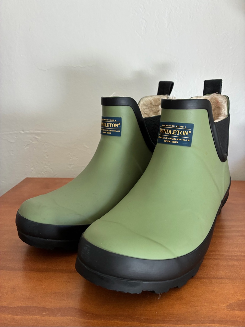 Pendleton Kids Olive Green Chelsea-Style Waterproof Rain Boots